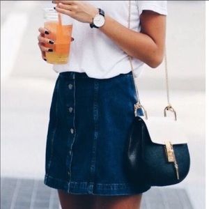 LOFT Button Down Denim Skirt